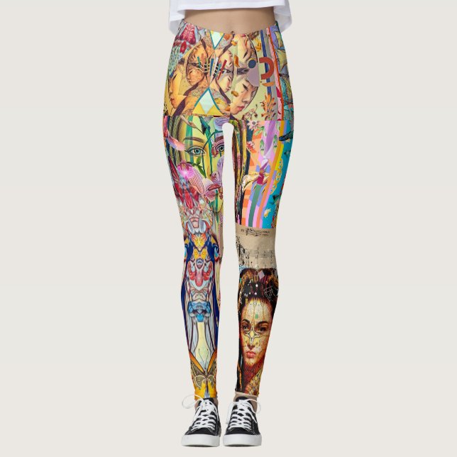 LEGGINGS COLLAGE DE CONCEPTEUR DE PORTRAIT (Devant)
