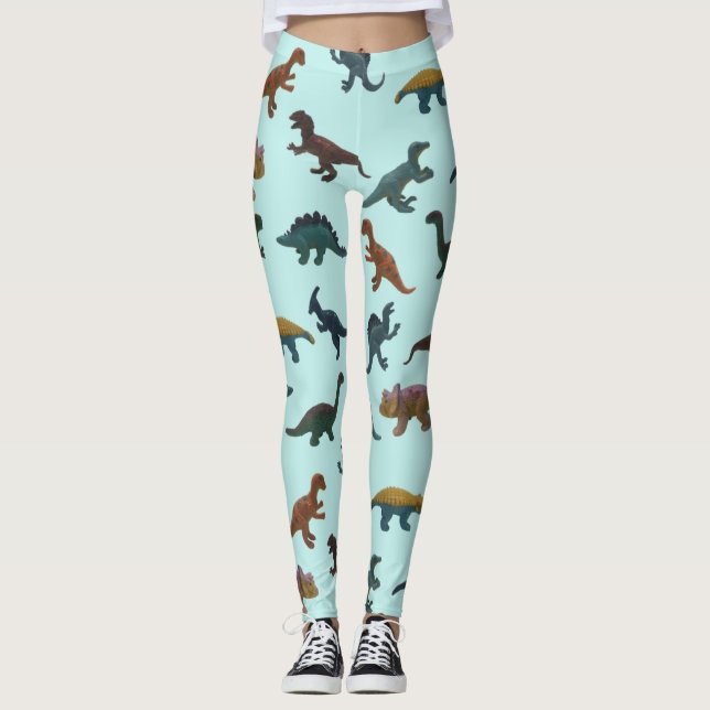 Leggings Collage de jouets en plastique Dinosaures Mint Gre (Devant)