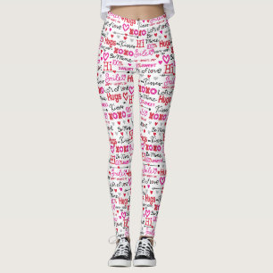 Leggings Collage de mots de la Saint-Valentin