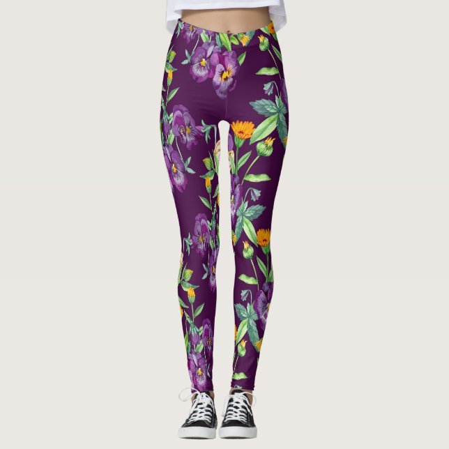 Leggings Collage floral, motif transparent, numérique abstr (Devant)