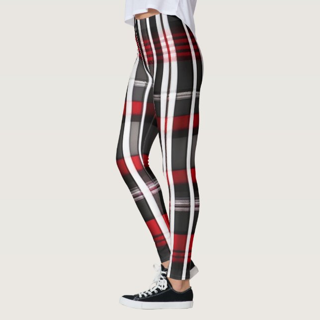 Leggings Collection Abstraite de plaid rouge (Gauche)