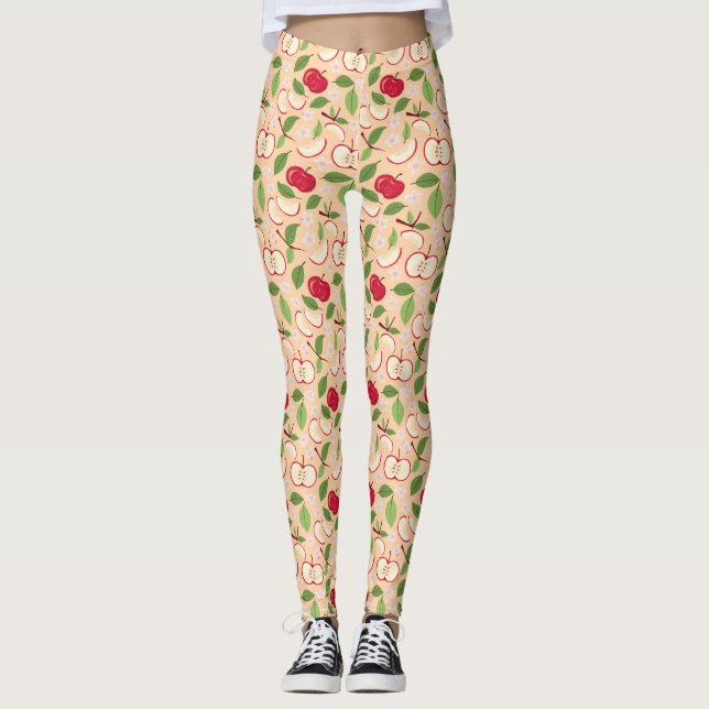 Leggings Collection de Motifs de paniers de fruits - Pommes (Devant)