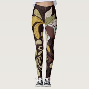 Leggings Colles Brown d'automne riches en gras Impression c