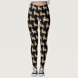 Leggings Colley Rough Sable Motif Chien Dessin Animé Mignon