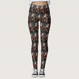 Leggings Collie frontalier avec Noël Festif du Père Noël
