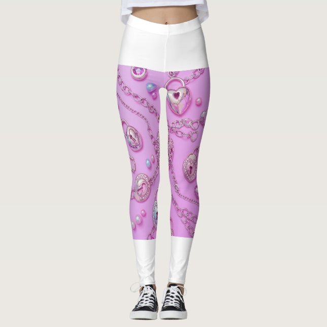 Leggings Collier de clé rose 🔑 💖 (Devant)