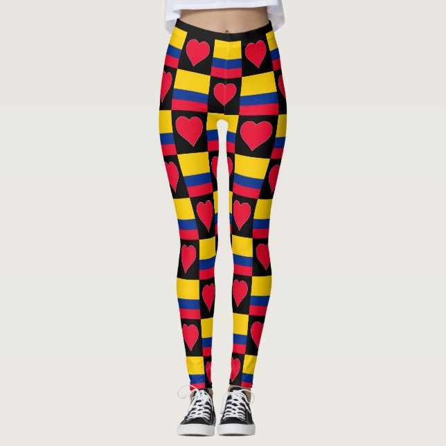 Leggings Colombie Drapeau Coeur Motif Patriotique Colombien (Devant)