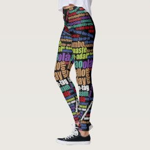 Leggings Coloré Bonjour dans plusieurs langues Word Cloud