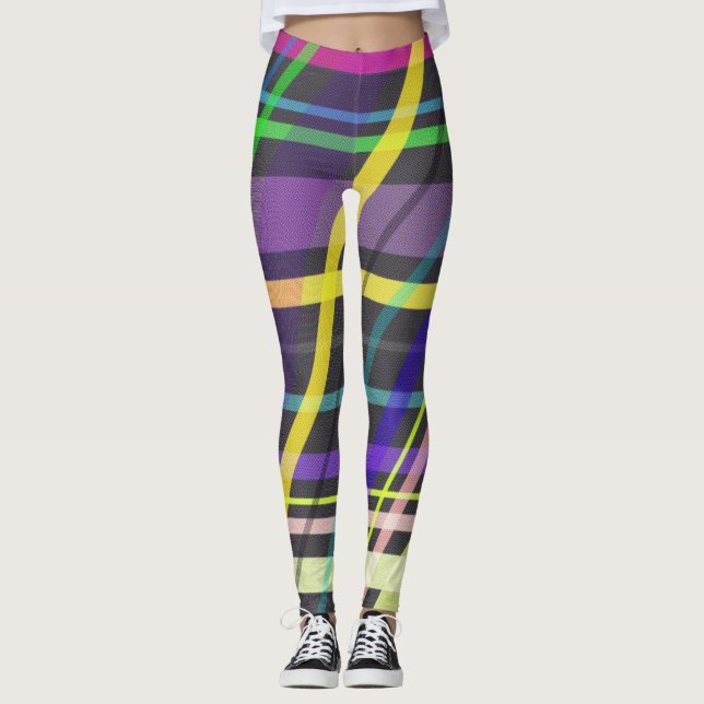 Leggings Coloré été Trippy Crossy Lines Motif (Devant)