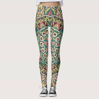 Leggings Coloré Indien Mexicain Ethnic Oriental Rug Mandal