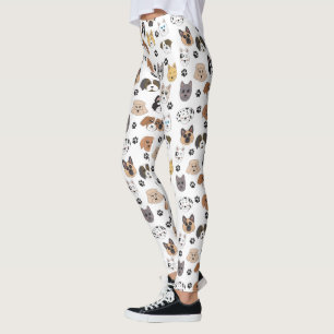 Leggings Coloré mignon Chiens amusants et Chien Paw Motif