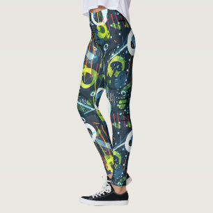Leggings Coloré moderne géométrique abstrait formes motif