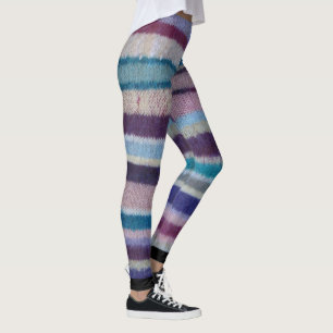 Leggings coloré shabby chic tricoté à la main rayures audac