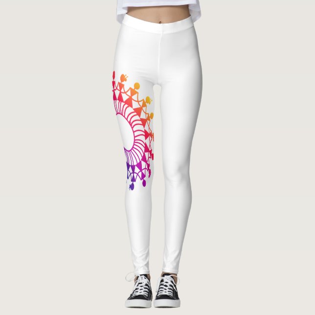 LEGGINGS COLORÉ WARLI ART DESIGN MOTIF (Devant)