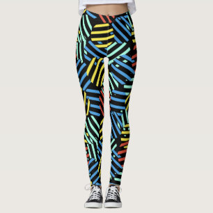 Leggings Colorée 80s Memphis Design Circular Motif
