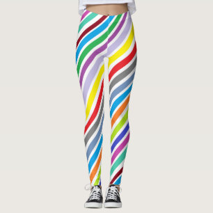 Leggings Colorée Rouge Violet Lime Vert Abstrait rayures