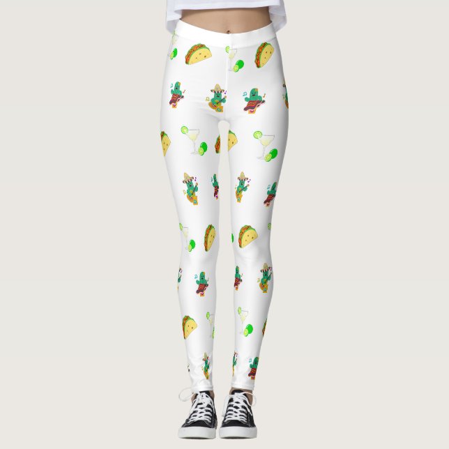Leggings Colorful Festive Cinco de Mayo 2025 Dancing Cactus (Devant)