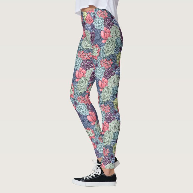 Leggings Colorful Motif Succulent (Gauche)
