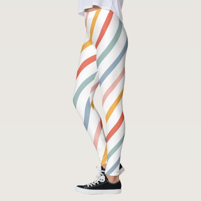 Leggings Colorful Pastel Diagonal Stripes (Gauche)