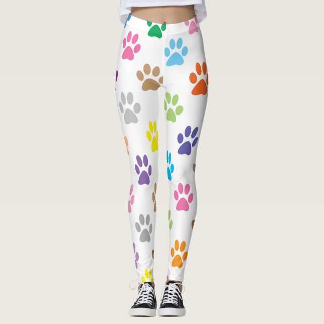 Leggings Colorful puppy paw prints (Devant)
