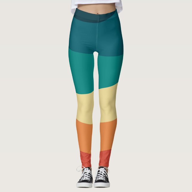 Leggings Colorful retro style curves design (Devant)