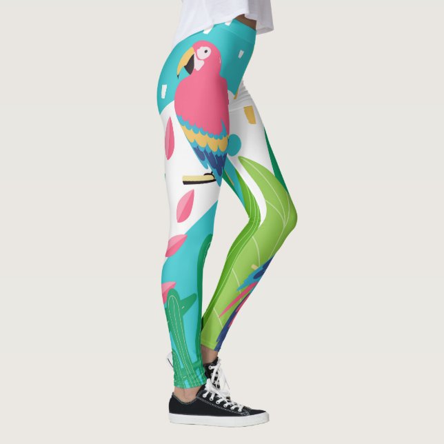Leggings Colorful tropical fleurs & oiseaux collage (Droite)