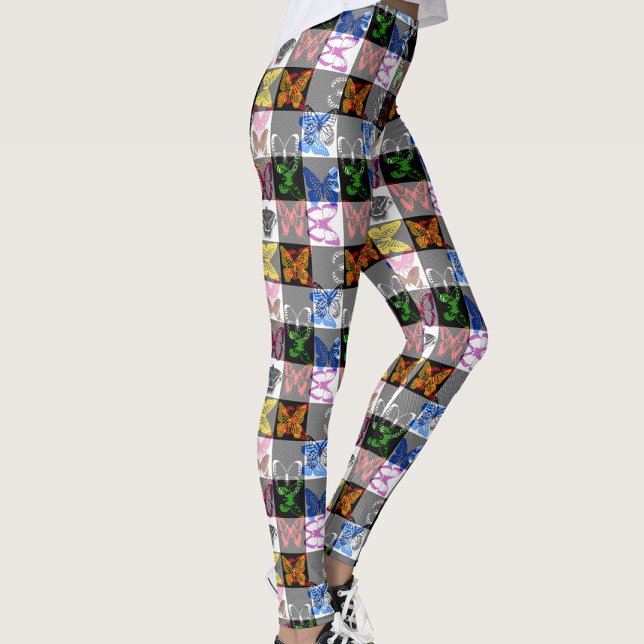 Leggings Colourful Butterfly Plaid Tartan Check Design  (Créateur téléchargé)
