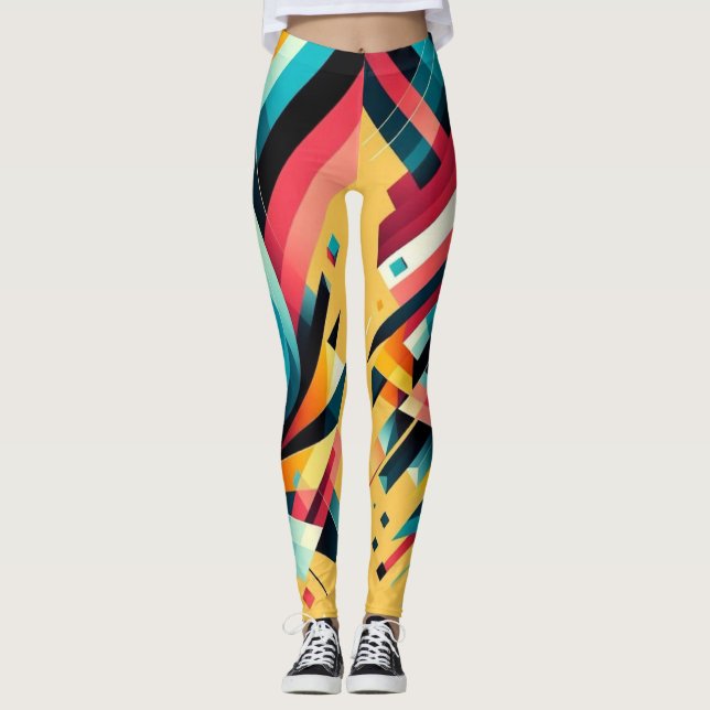 Leggings - Colourful Geometric Design (Front)