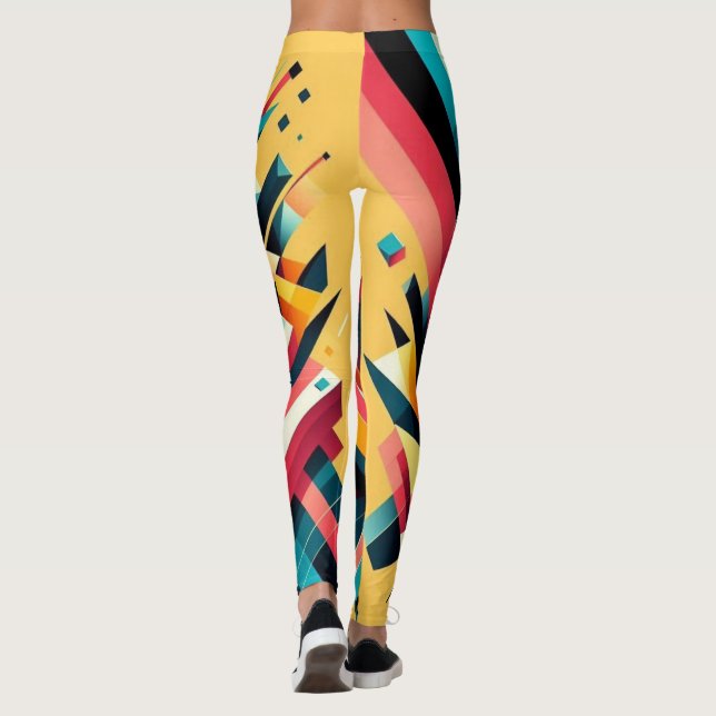 Leggings - Colourful, Yellow, Blue, Black, White (Back)