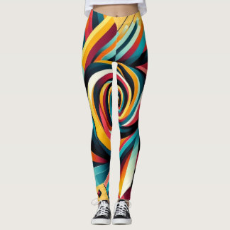 Leggings - Colourful, Yellow, Blue, Black, White