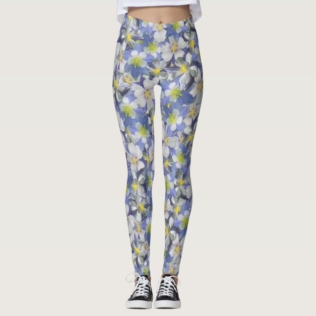 Leggings Columbines Motif sans couture (Devant)