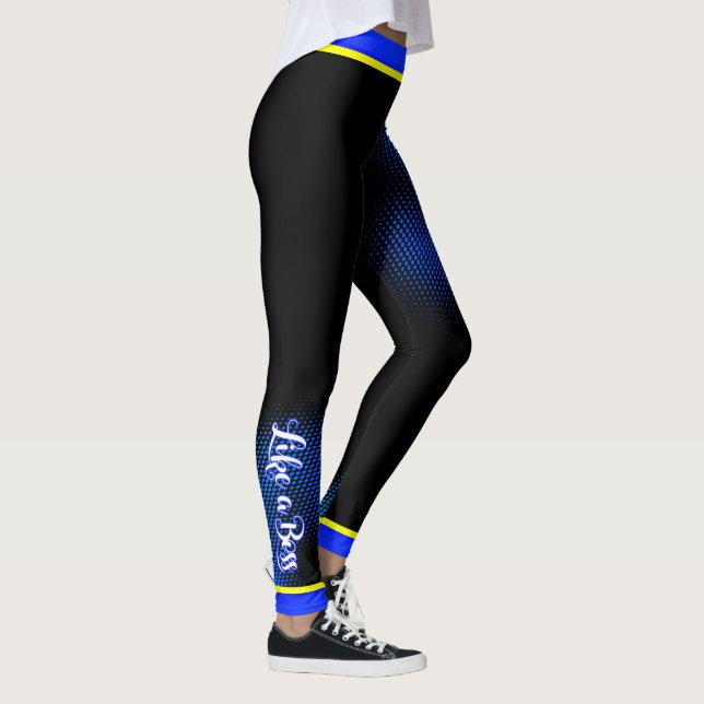 Leggings Comme un Motif Boss Blue Dot sur BLACK ou Your Col (Droite)