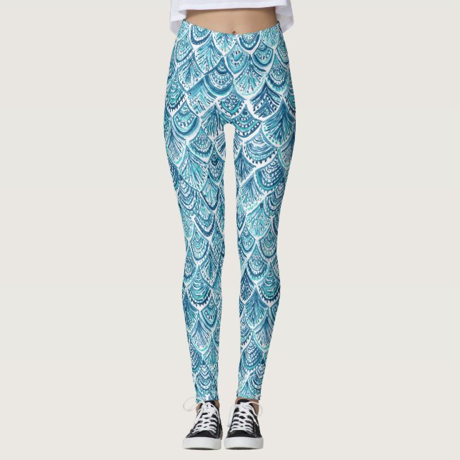 Leggings COMME un motif nautique d'échelles de poissons de (Devant)