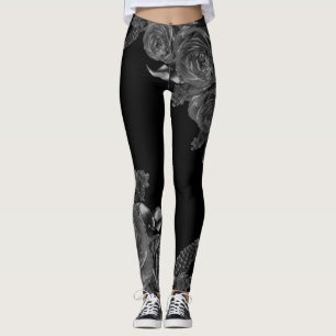 Leggings Composition des fleurs noires