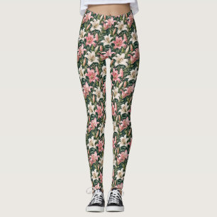 Leggings Composition élégante de lys et de feuillage