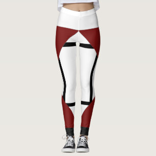 Leggings Composition I Lozenges with 4 lines Red B