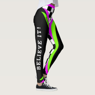 Leggings Concept alternatif À damiers Flourescent
