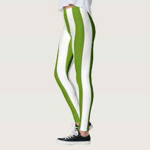 Leggings Concepteur à rayures verticales ~ Vert ~ Blanc ~