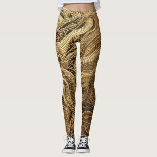 Leggings Conception abstraite en or doré