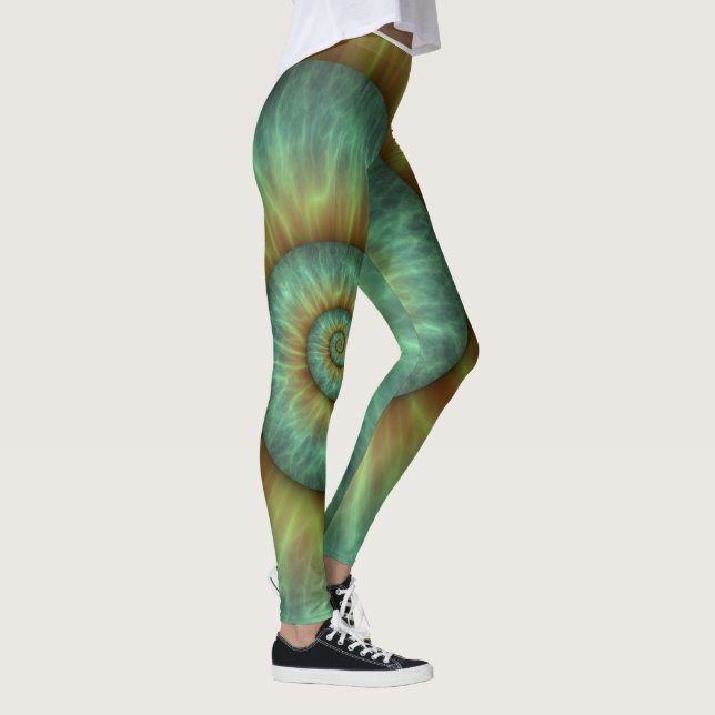 Leggings Conception abstraite en spirale verte (Droite)