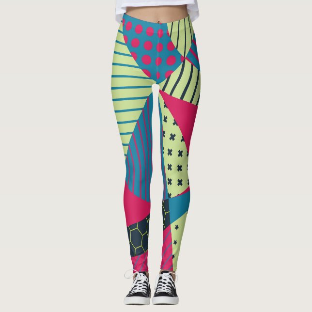 Leggings Conception Abstraite géométrique colorée (Devant)