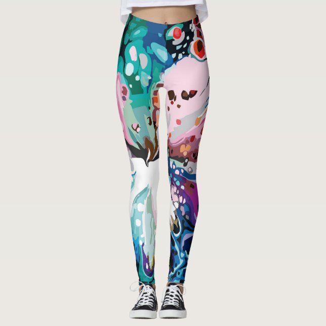 Leggings Conception abstraite Motifs en marbre (Devant)
