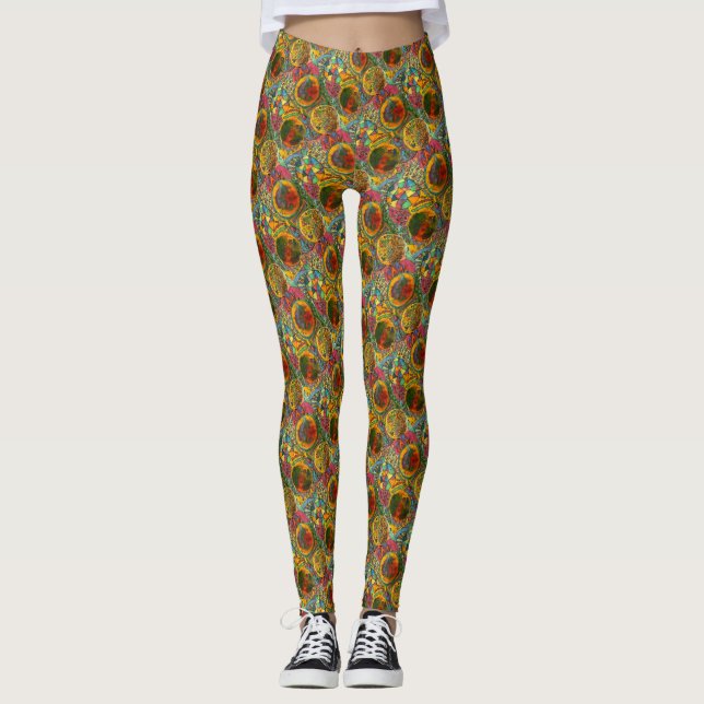 Leggings Conception Abstraite peinte colorée (Devant)