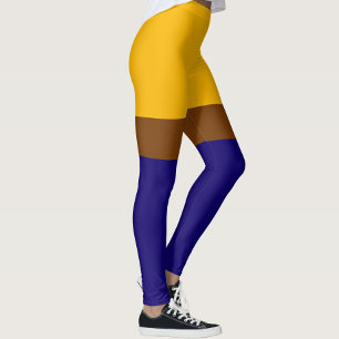 Leggings Conception de bloc couleur bleu jaune