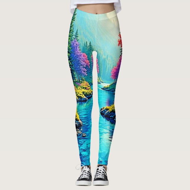 Leggings Conception de chemin forestier mystique et rêveur (Devant)