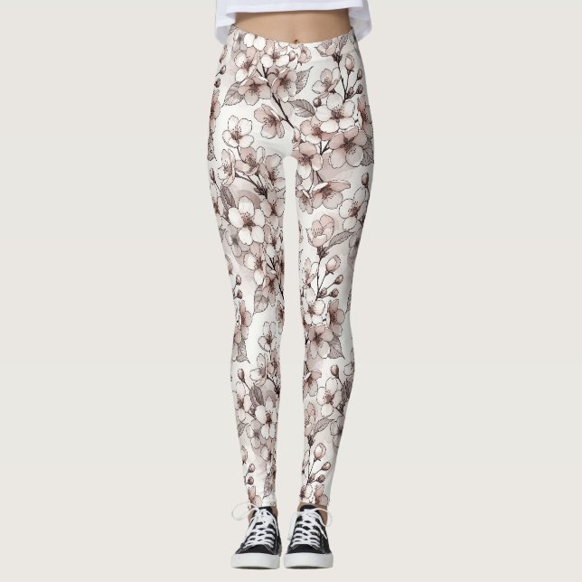 Leggings Conception de délicate fleur de cerisier (Devant)