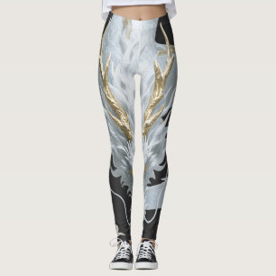 Leggings Conception de fantasy artistique de dragon en or b