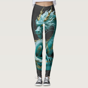 Leggings Conception de fantasy artistique de dragon vert do