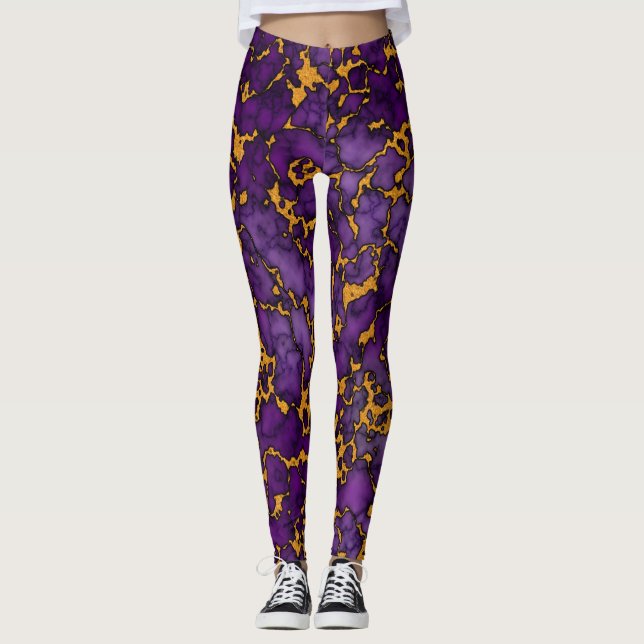 Leggings Conception de la texture de prune violette et de m (Devant)