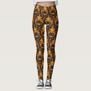 Leggings Conception de Mandala de chat de feu mystique
